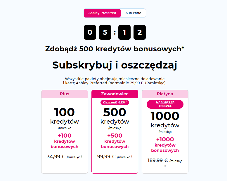 Ile kosztuje Ashley Madison?